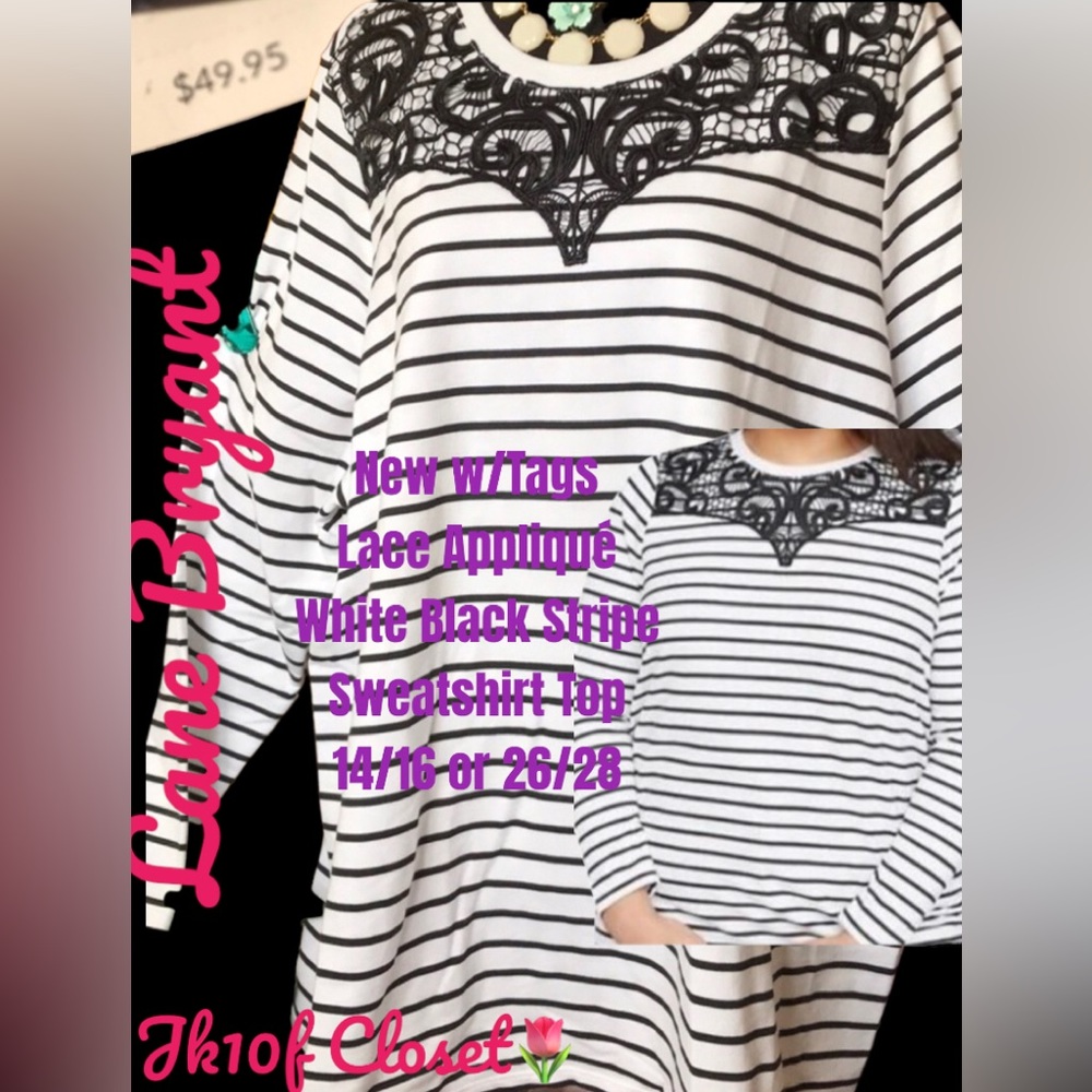 LOWEST 🌺 NWT LANE BRYANT Sz14/16 or 18/20 STRIPE SWEATSHIRT TOP